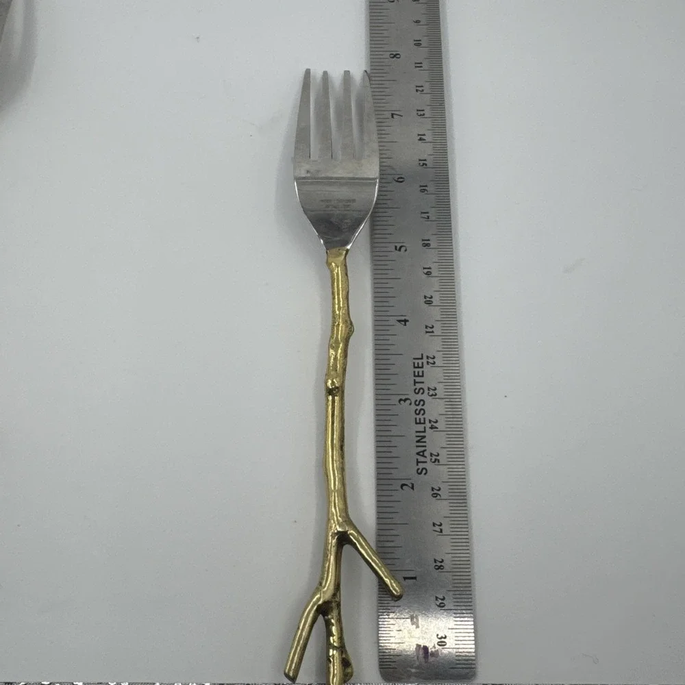 Pier 1 Imports flatware‎ branch/twig-style gold handles stainless steel .